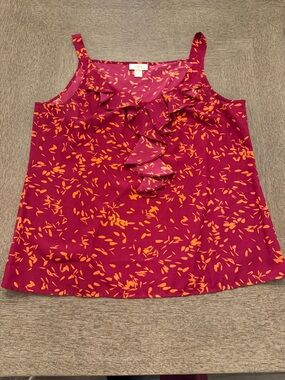 LOFT Ruffle Camisole - Magenta and Orange